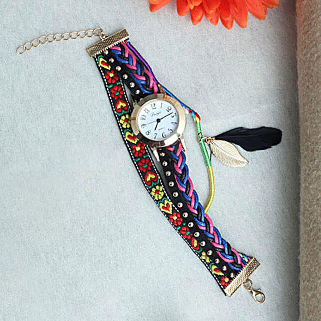 Black Braided Women Watch